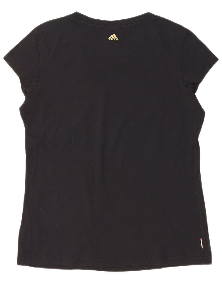 Adidas Camiseta Feminina Graphic Top UK 12/14 Médio Algodão Preto