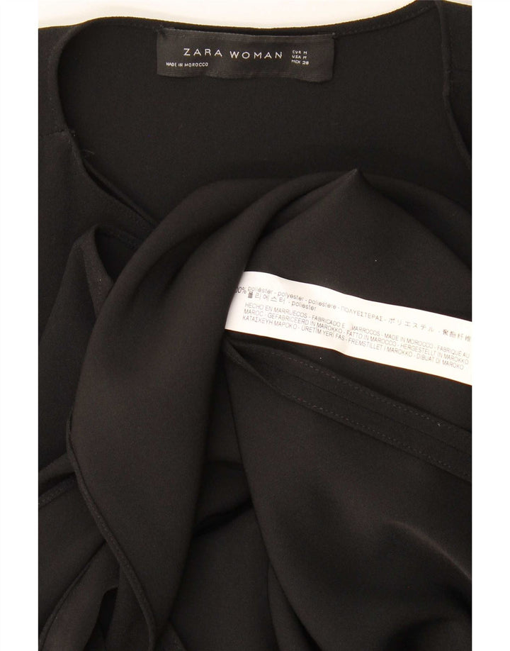 Vestido feminino sem mangas Zara UK 12 poliéster preto médio
