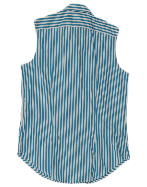 RALPH LAUREN Womens Sleeveless Shirt US 4 Small Blue Striped Cotton