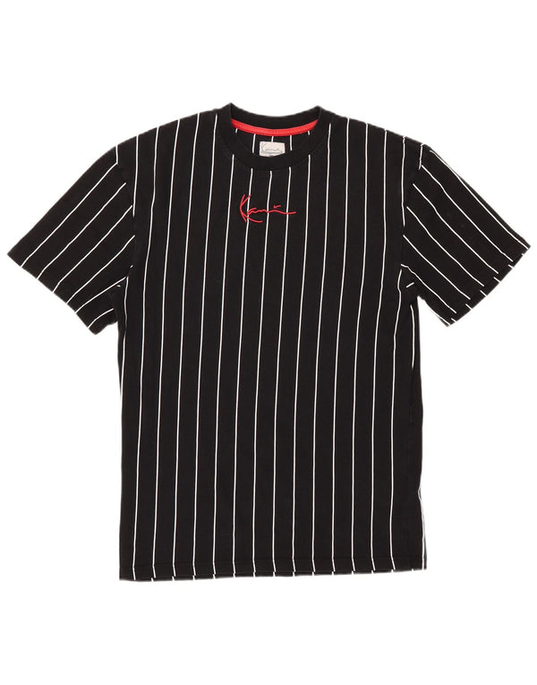 Camiseta gráfica masculina Karl Kani Top XS algodão listrado preto