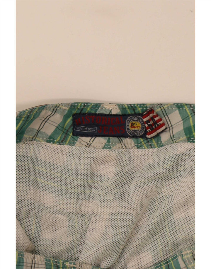 Roy Rogers Shorts de natação masculino grande poliéster xadrez verde