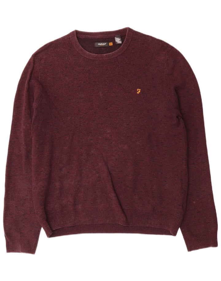 Suéter masculino Farah com gola redonda e algodão marrom médio