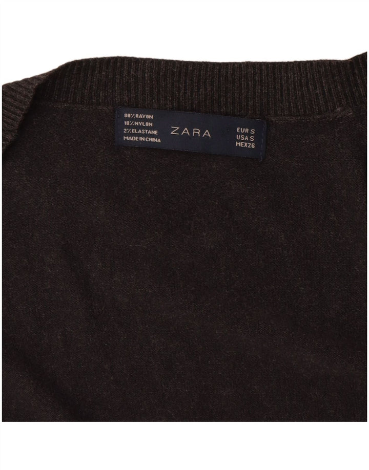 Suéter cardigã feminino Longline ZARA Reino Unido 10 pequeno rayon cinza