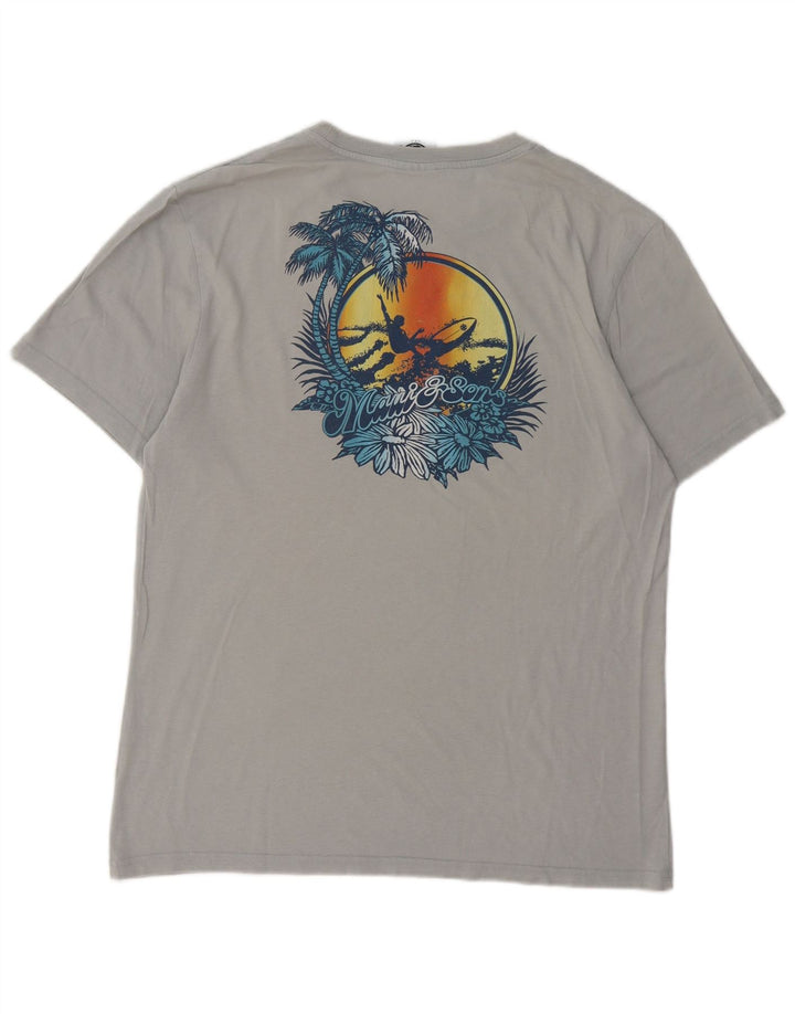 Camiseta gráfica masculina Maui and Sons Top de algodão cinza médio