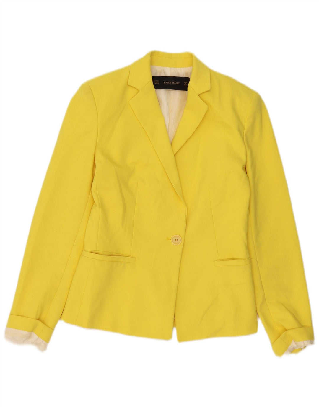 Jaqueta blazer feminina Zara com 1 botão UK 6 XS amarelo poliéster