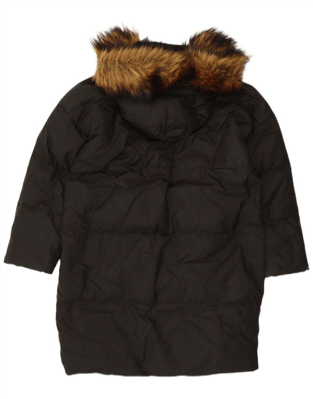 Casaco acolchoado com capuz grande Zara feminino Reino Unido 10 pequeno preto nylon