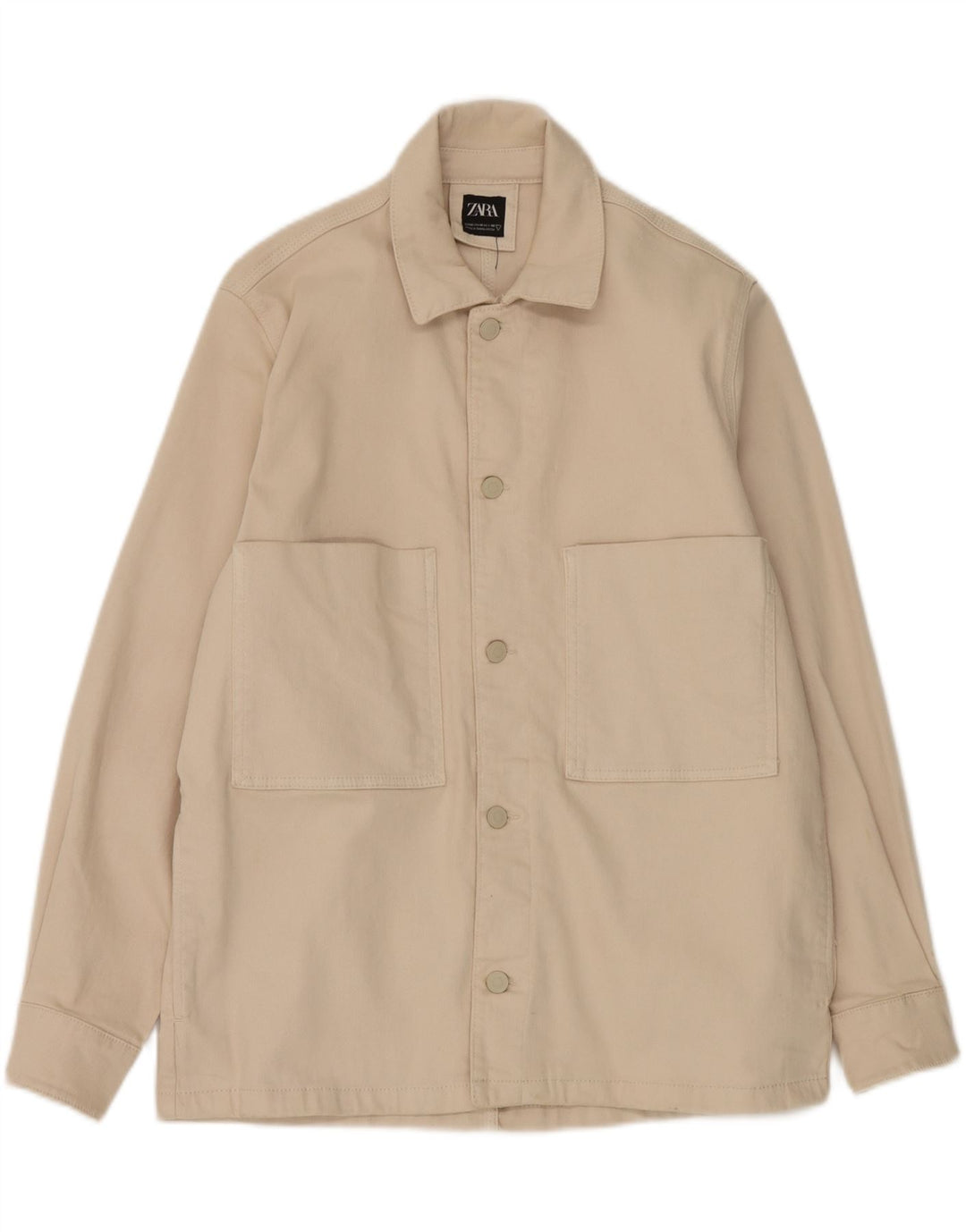 Jaqueta utilitária masculina Zara UK 38 algodão bege médio