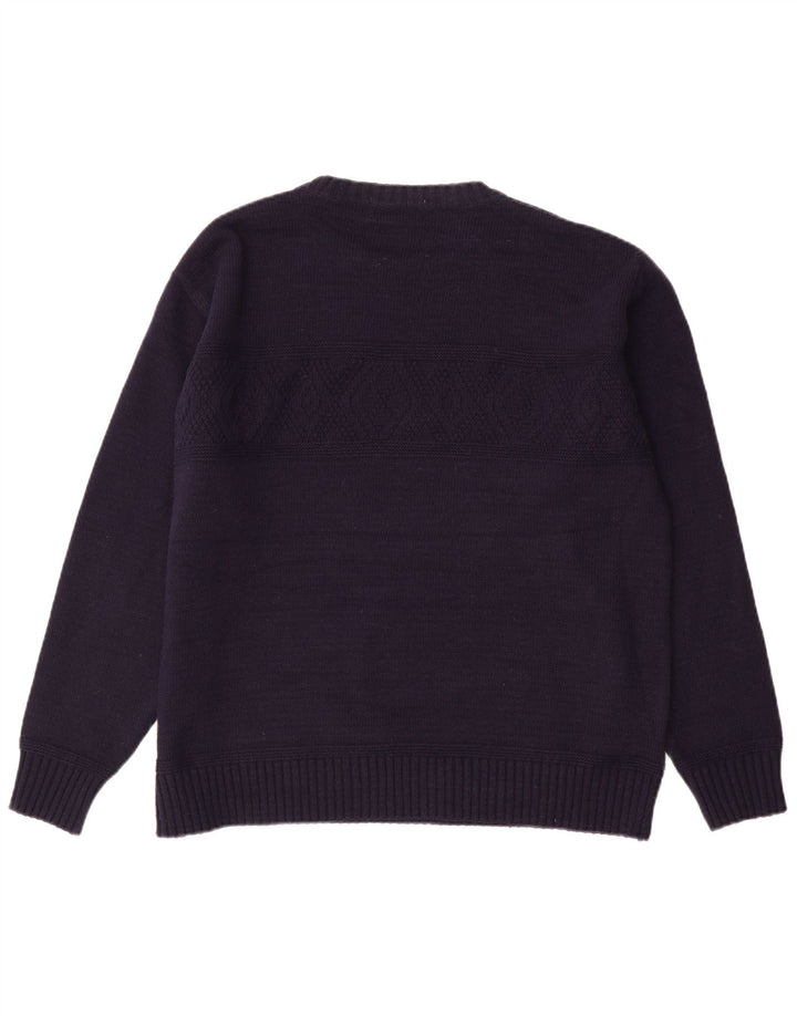 Suéter masculino Marks & Spencer com gola canoa grande acrílico azul marinho