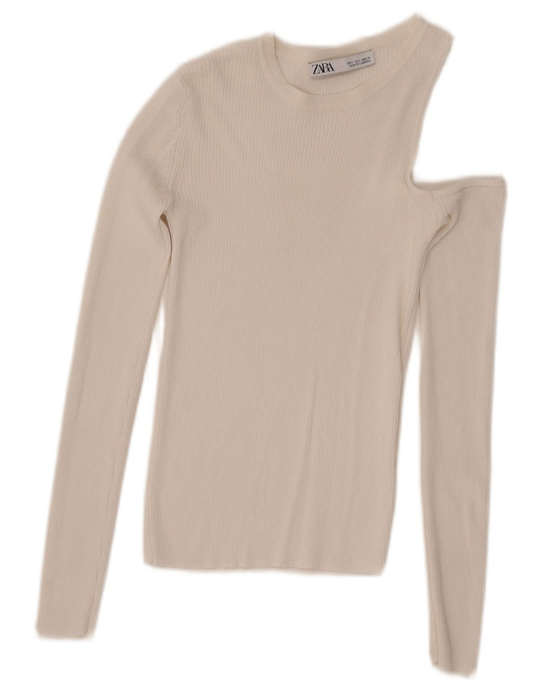 Zara Top feminino de manga comprida com um ombro Reino Unido 8 pequeno branco