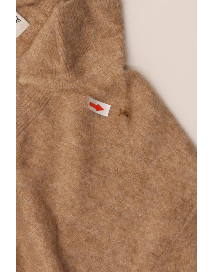 J. CREW Suéter feminino oversized com gola polo Reino Unido 16 grande marrom