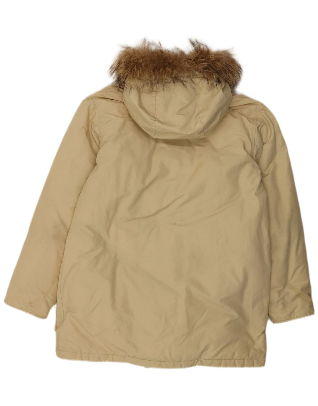 Jaqueta masculina Woolrich acolchoada com capuz e parka UK 38 médio bege
