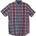 Camisa masculina TOMMY HILFIGER New York Fit de manga curta xadrez azul médio