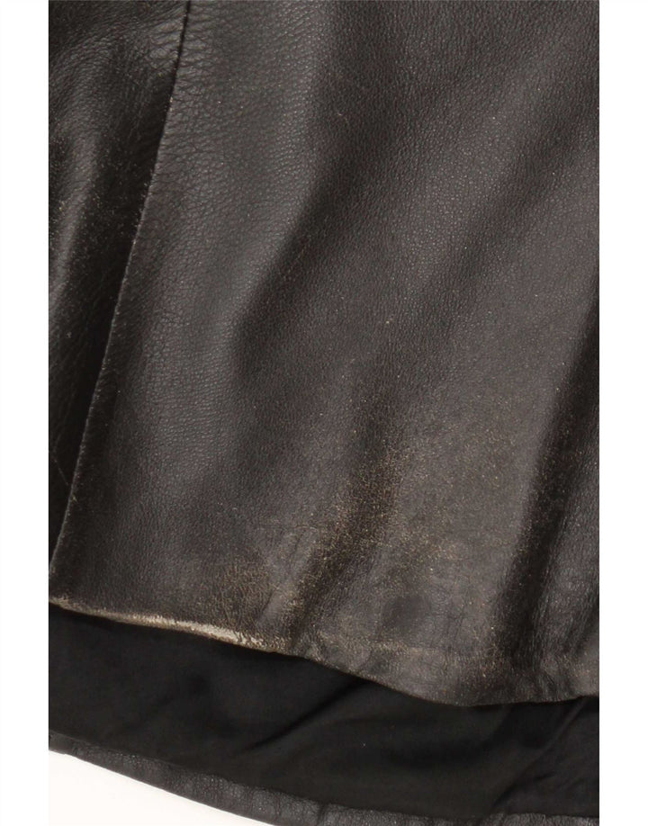 Jaqueta de couro masculina vintage UK 36 pequena preta