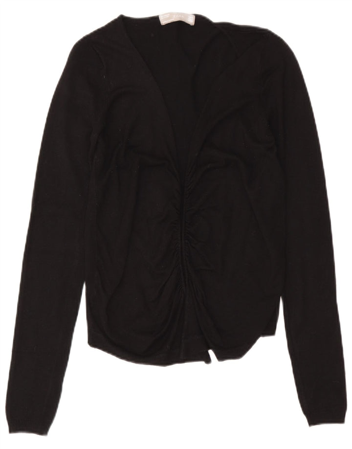 Suéter cardigã aberto feminino Zara Reino Unido 12 viscose preta média