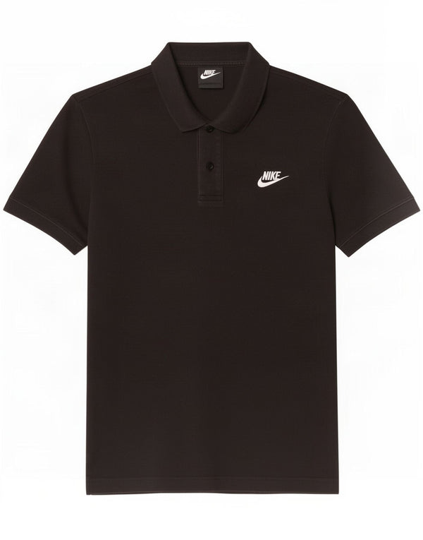 Camisa polo masculina Nike pequena de algodão preto
