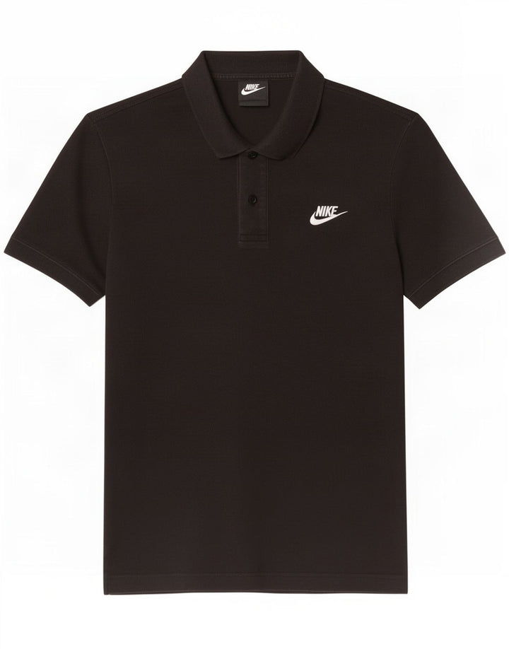 Camisa polo masculina Nike pequena de algodão preto