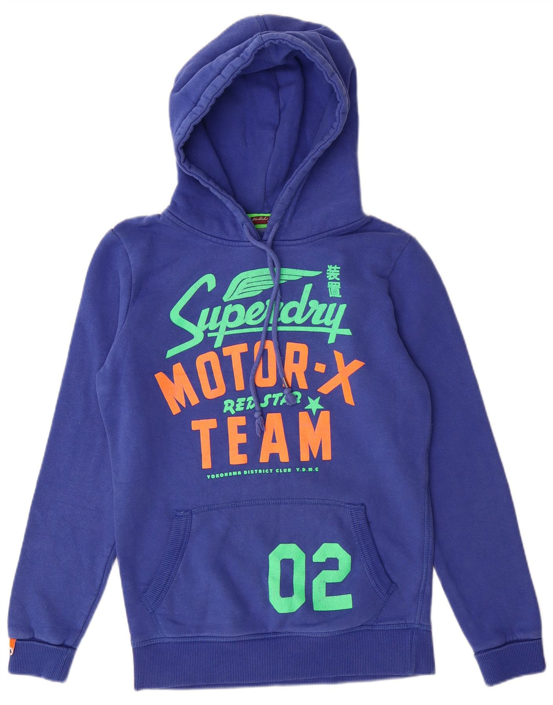 Jumper feminino com capuz gráfico SUPERDRY Reino Unido 10 algodão azul pequeno