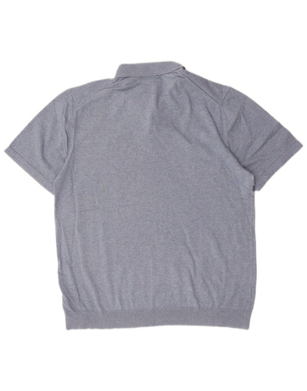 Suéter masculino Marks & Spencer com gola polo grande bloco colorido azul