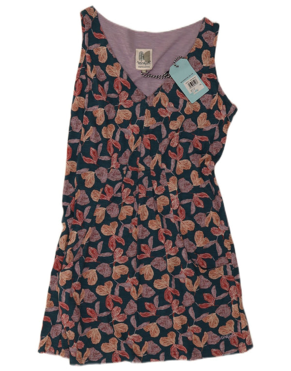 Vestido feminino Weird Fish sem mangas evasê UK 14 médio floral multicolorido