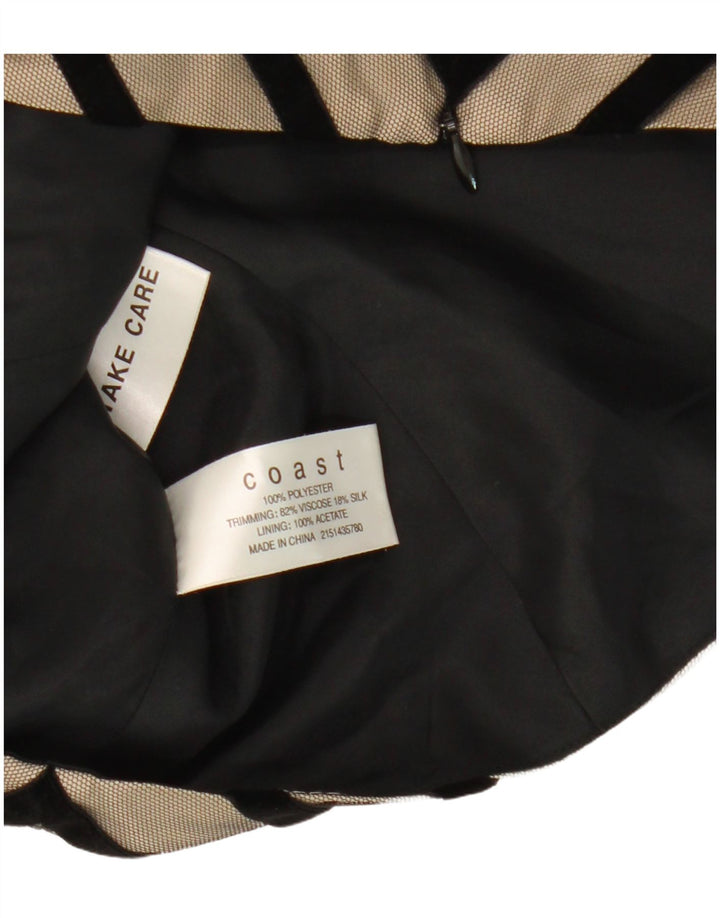 Top feminino sem mangas da Coast UK 12 poliéster Chevron bege médio