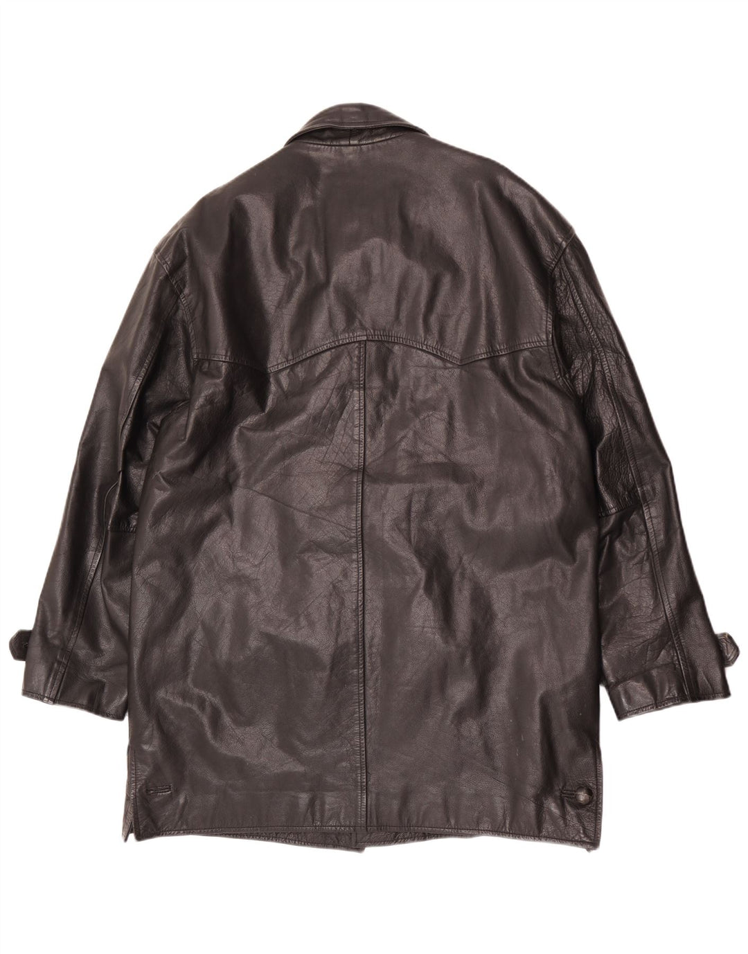 Casaco de couro vintage masculino solto Reino Unido 38 couro preto médio