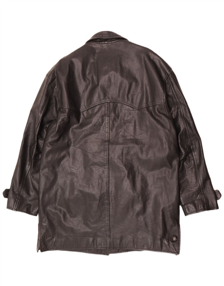 Casaco de couro vintage masculino solto Reino Unido 38 couro preto médio