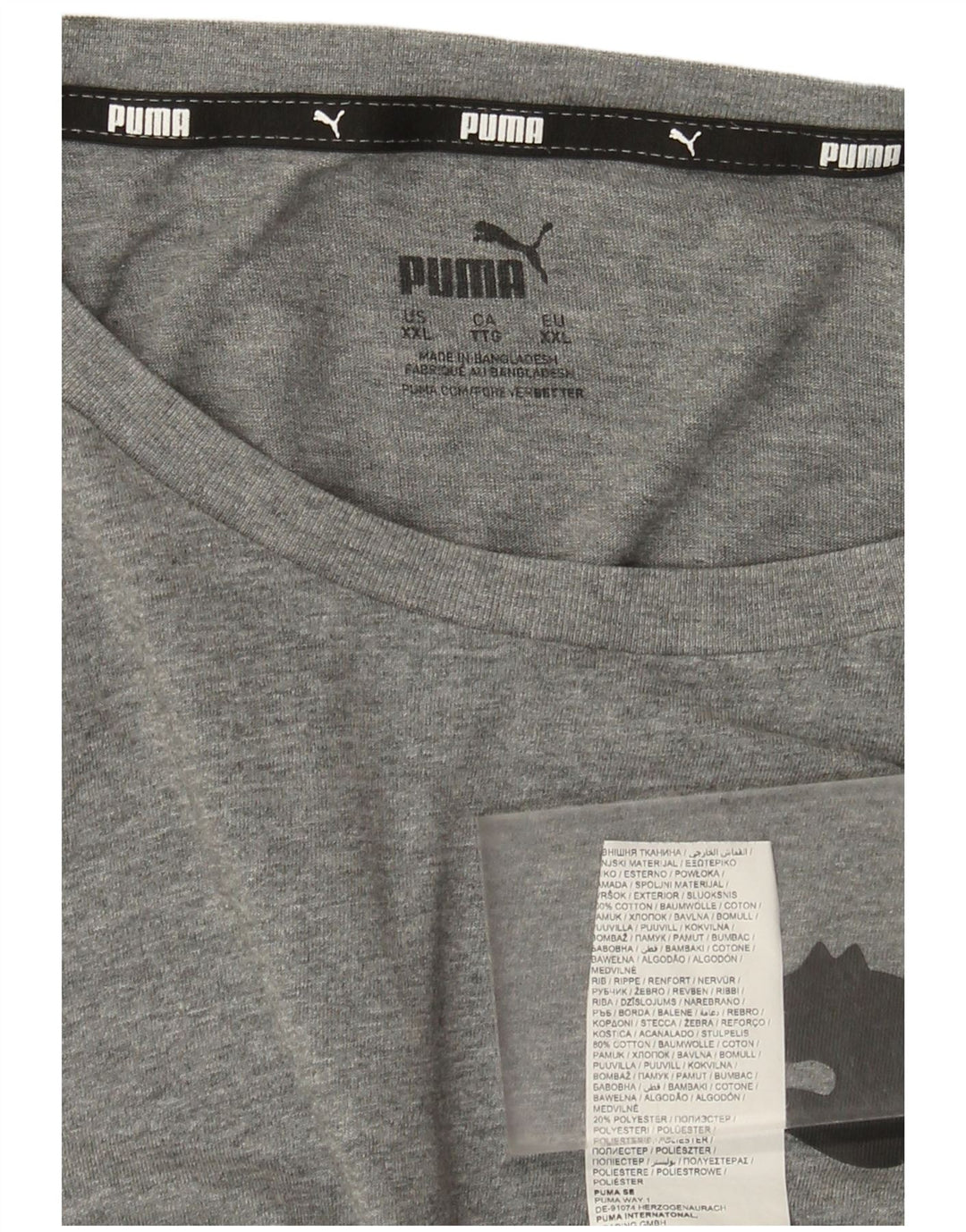Camiseta masculina Puma Graphic 2XL algodão manchado cinza
