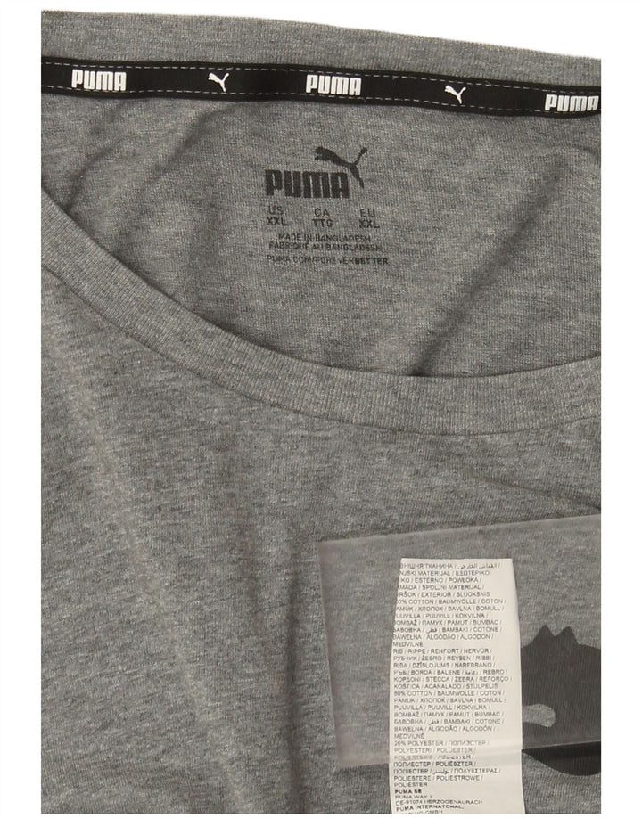 Camiseta masculina Puma Graphic 2XL algodão manchado cinza