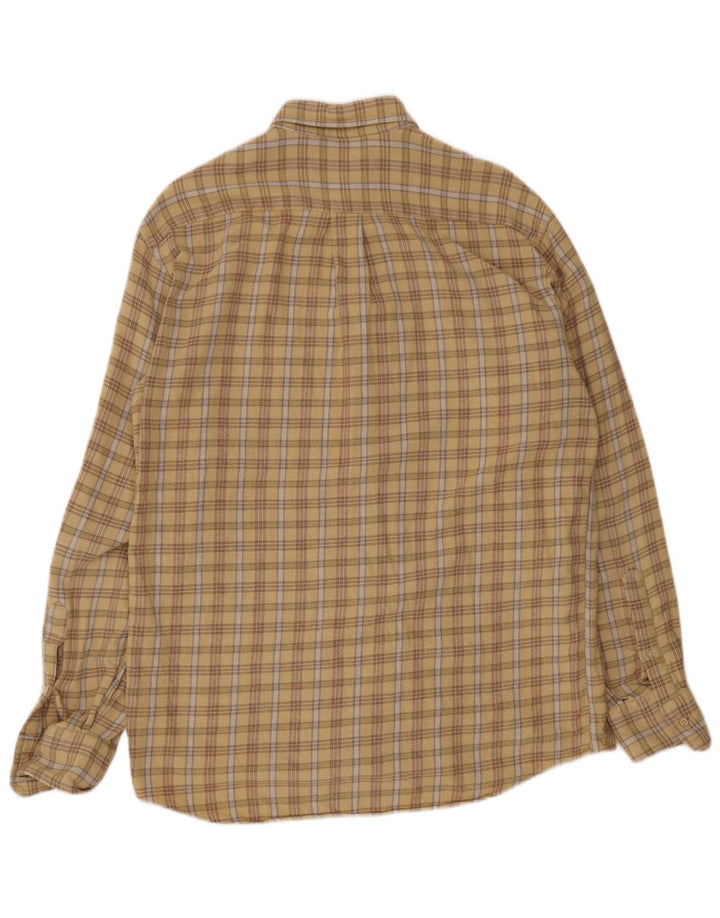 Camisa masculina de flanela Hugo Boss tamanho 41 grande xadrez bege