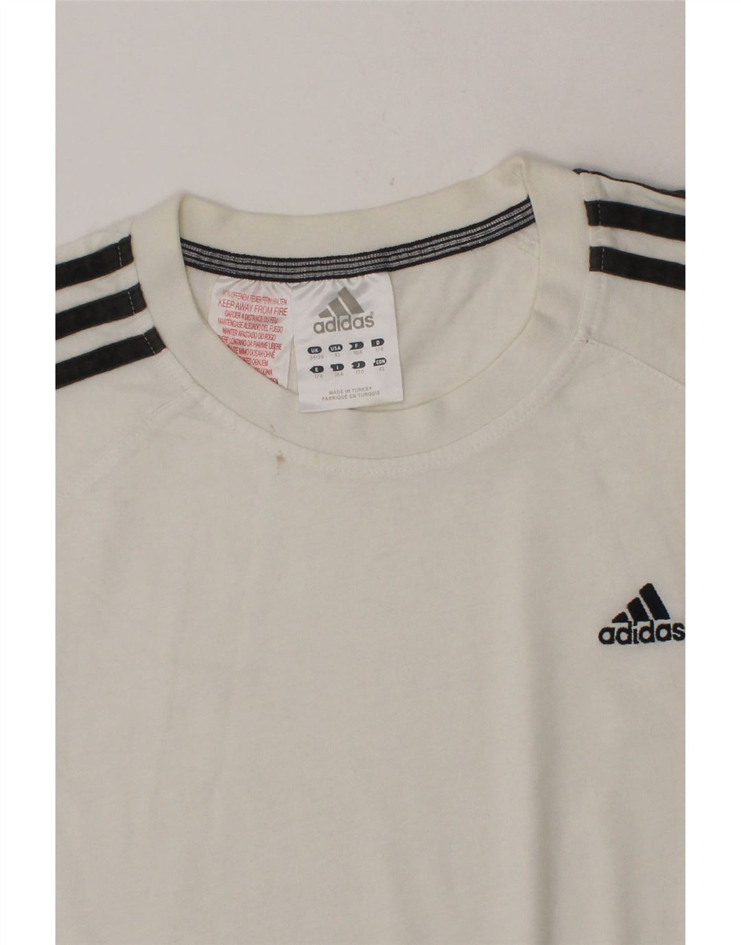 ADIDAS Boys T-Shirt Top 15-16 Years White Cotton Vintage Adidas and Second-Hand Adidas from Messina Hembry 