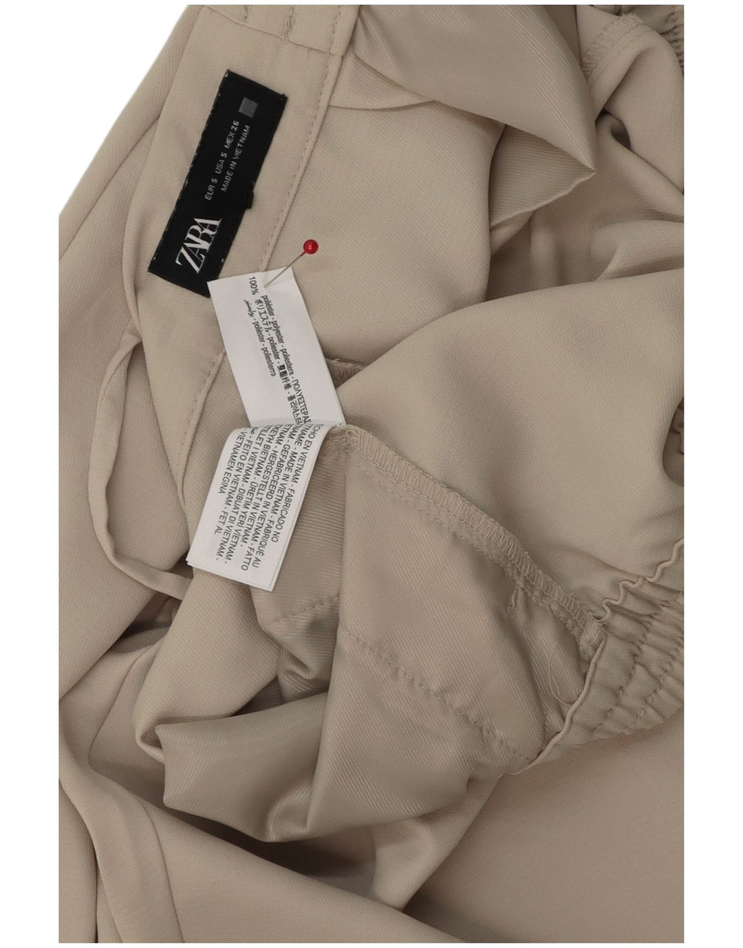 Zara Calça feminina casual cônica pequena W26 L25 poliéster cinza