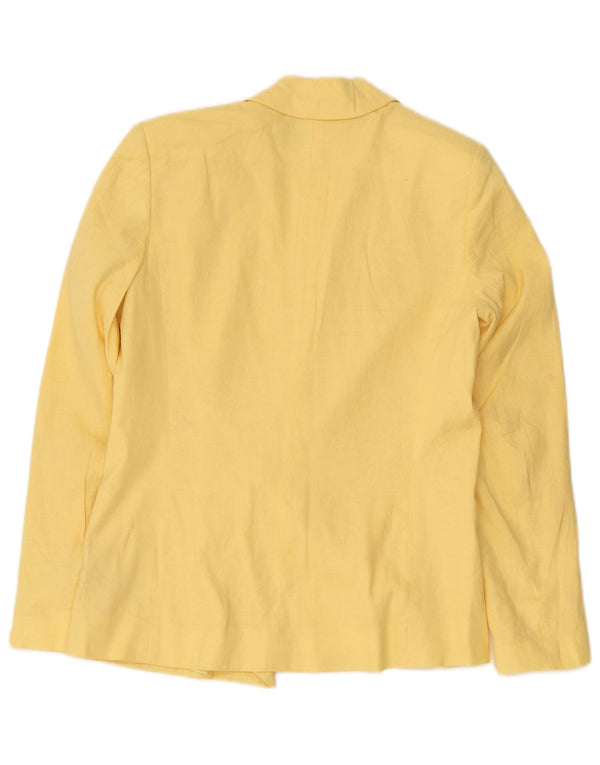 Jaqueta blazer feminina French Connection com peito duplo Reino Unido 6 XS linho amarelo