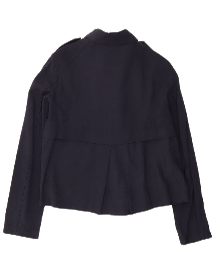 Jaqueta bomber feminina Zara Reino Unido 10 pequena viscose azul marinho