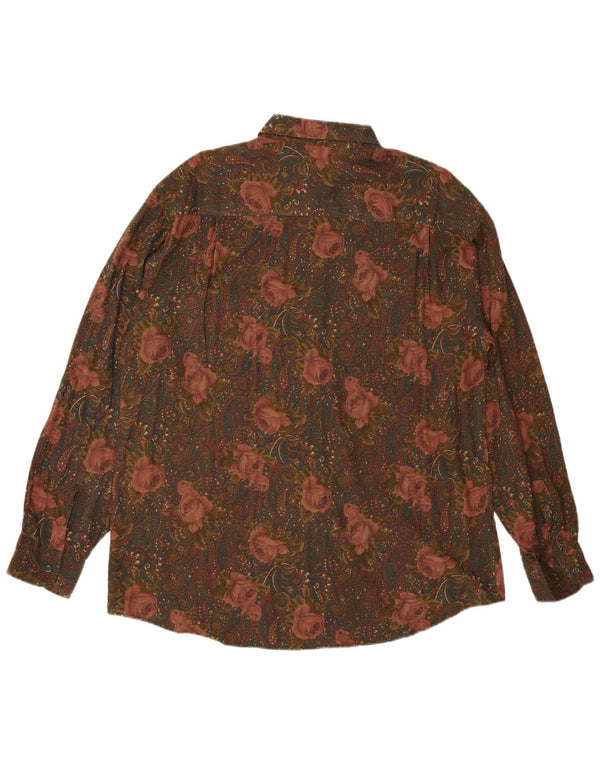 Camisa masculina VINTAGE XL em rayon floral multicolorido