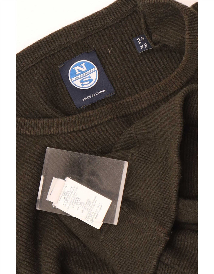 Suéter masculino North Sails com gola redonda e algodão cáqui XL
