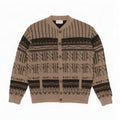 Suéter cardigã masculino vintage IT 52 grande lã geométrica marrom