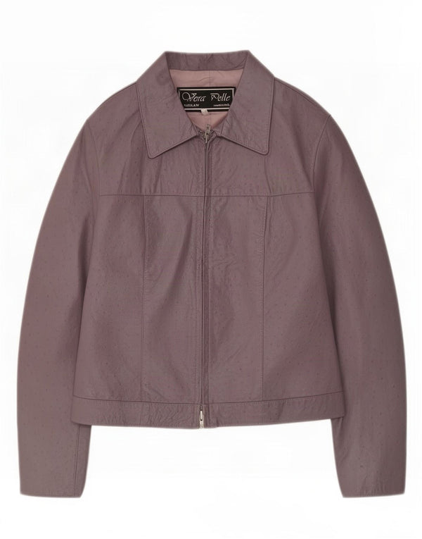Jaqueta de couro feminina vintage IT 46 grande roxo
