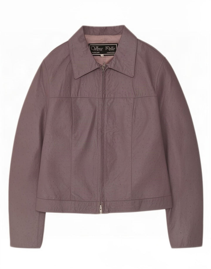 Jaqueta de couro feminina vintage IT 46 grande roxo