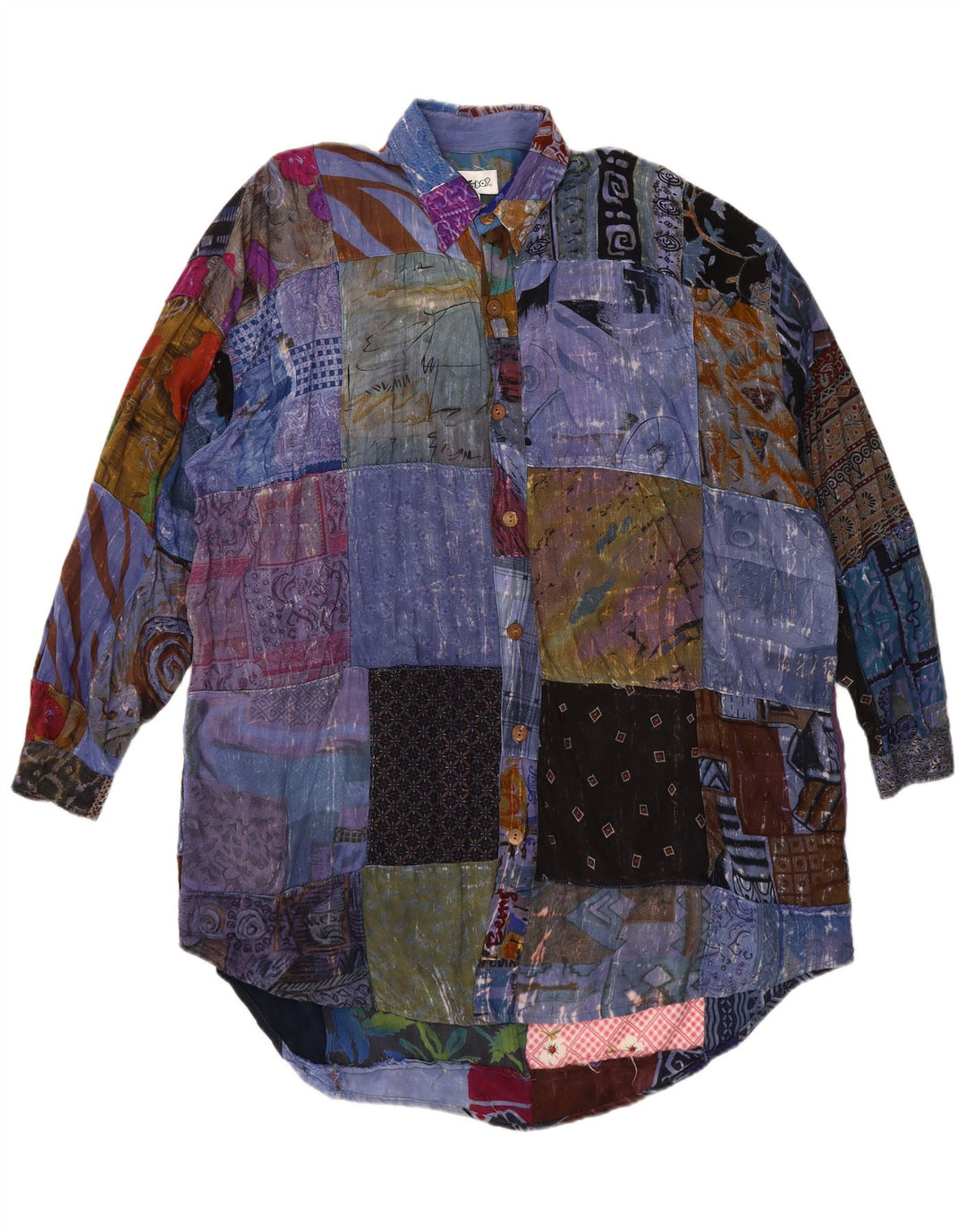 Vestido camisa feminino grande We Be Bop Reino Unido 18 XL patchwork multicolorido
