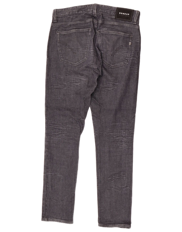 Dondup Mens Slim Jeans W32 L30 Cinza Houndstooth Algodão