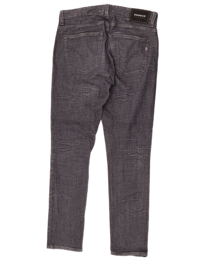 Dondup Mens Slim Jeans W32 L30 Cinza Houndstooth Algodão