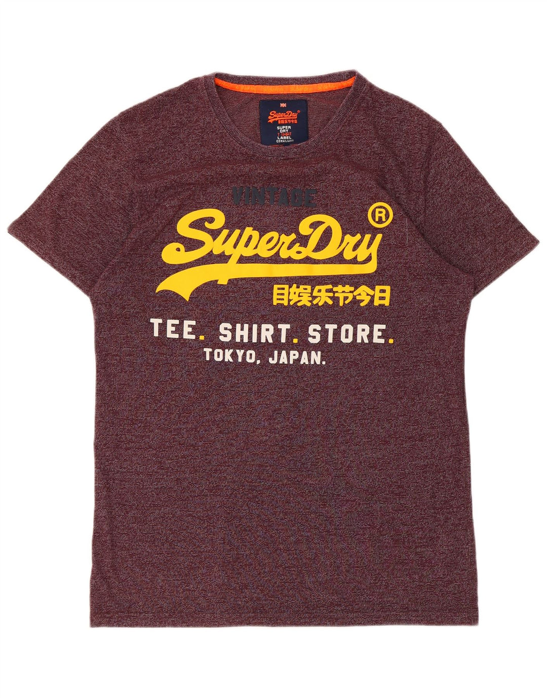 Camiseta masculina SUPERDRY com estampa gráfica grande algodão risca de giz Borgonha