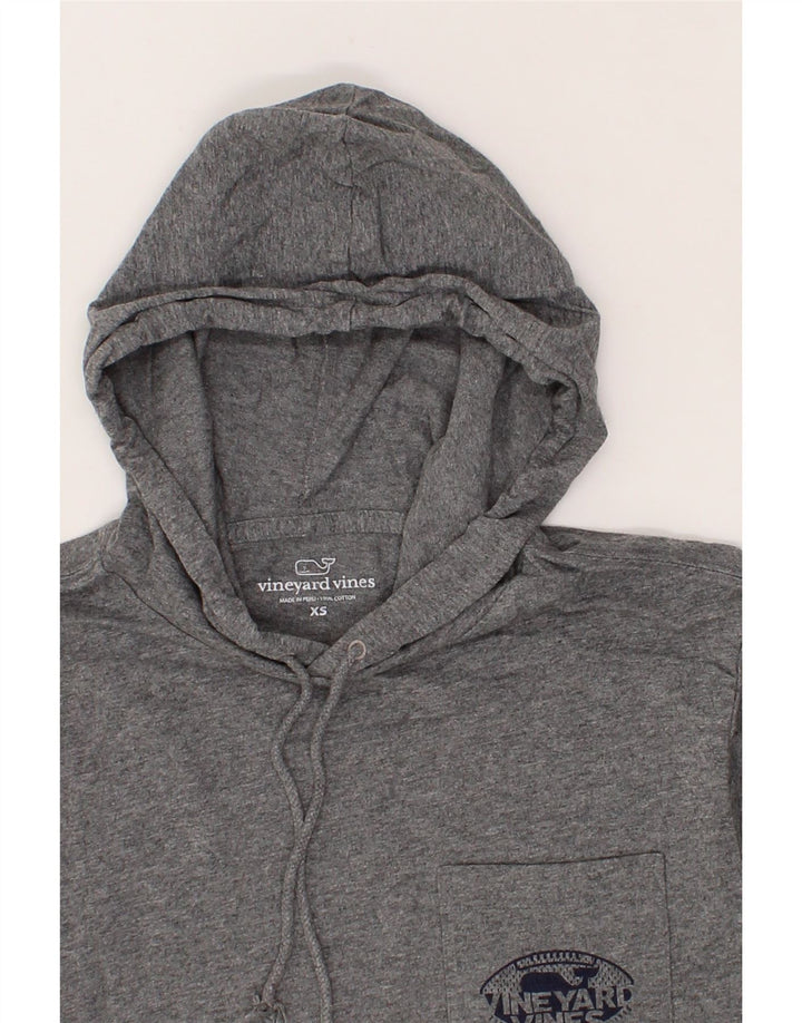 VINEYARD VINES Mens Graphic Hooded Top Long Sleeve XS Grey Cotton Vintage Vineyard Vines and Second-Hand Vineyard Vines from Messina Hembry 
