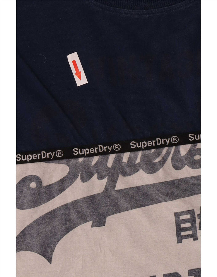 Superdry Mens Extra Slim Graphic Top Manga Longa 2XL Azul Colorblock
