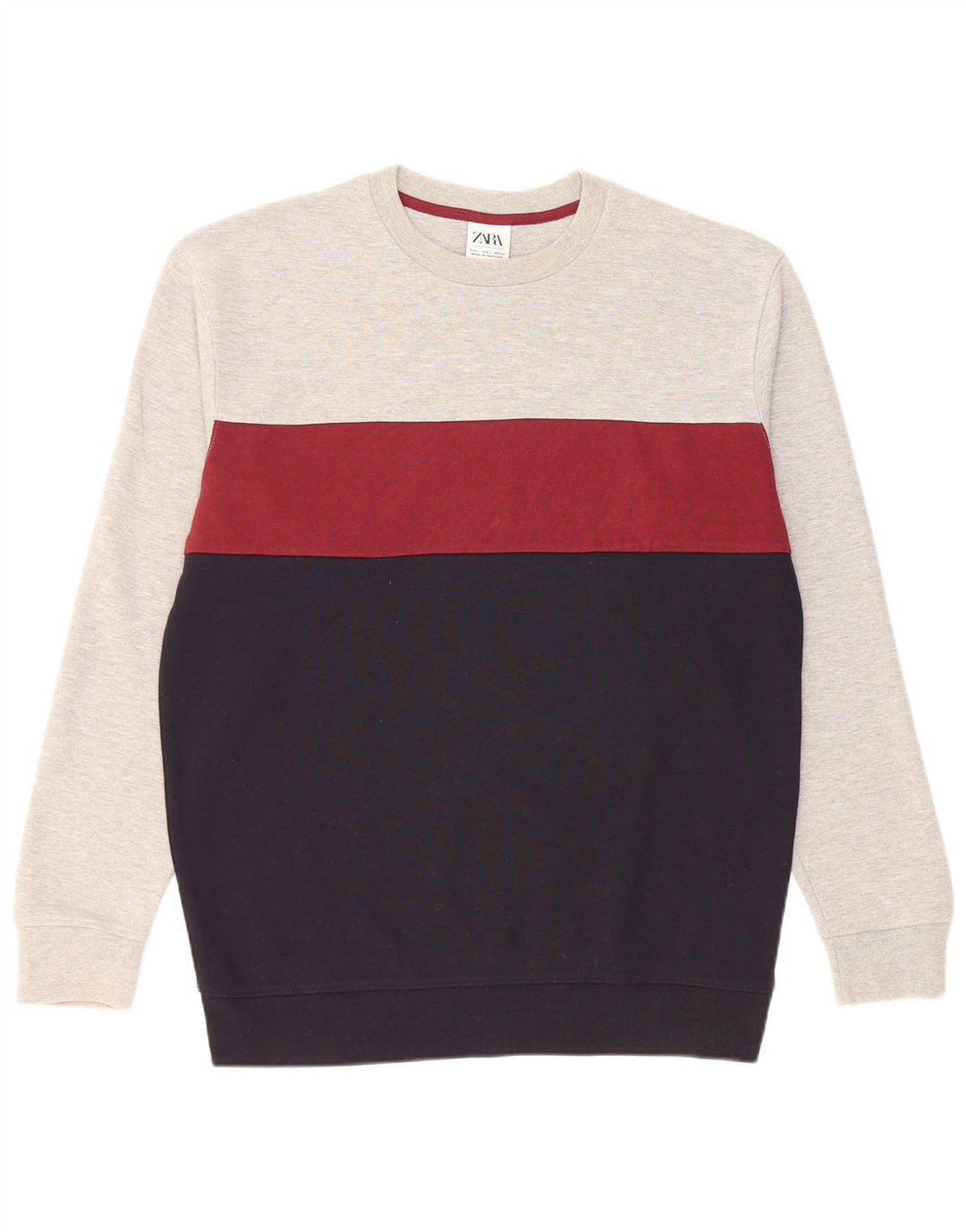 Zara moletom masculino jumper grande cinza colorblock algodão