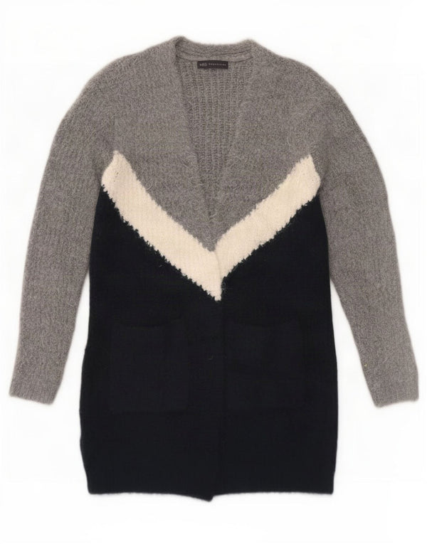 Suéter cardigã feminino Longline Marks & Spencer Reino Unido 10 pequeno azul marinho