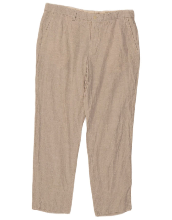 Calça Chino Cônica Masculina Zara EU 42 Grande W32 L28 Linho Bege