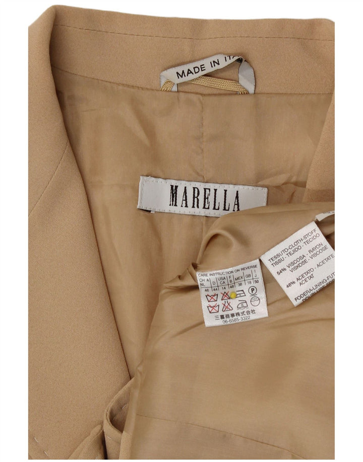 Jaqueta blazer feminina Marella com 3 botões UK 18 XL bege viscose