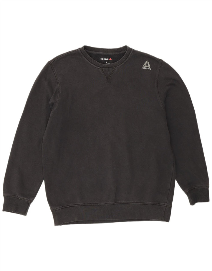 Reebok Mens Moletom Jumper Grande Algodão Preto