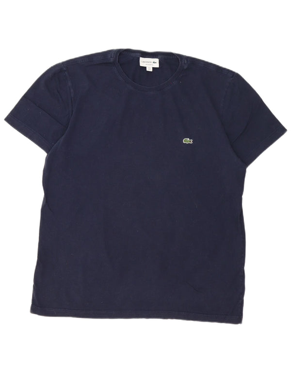 Camiseta masculina Lacoste Regular Fit tamanho 5 grande algodão azul marinho